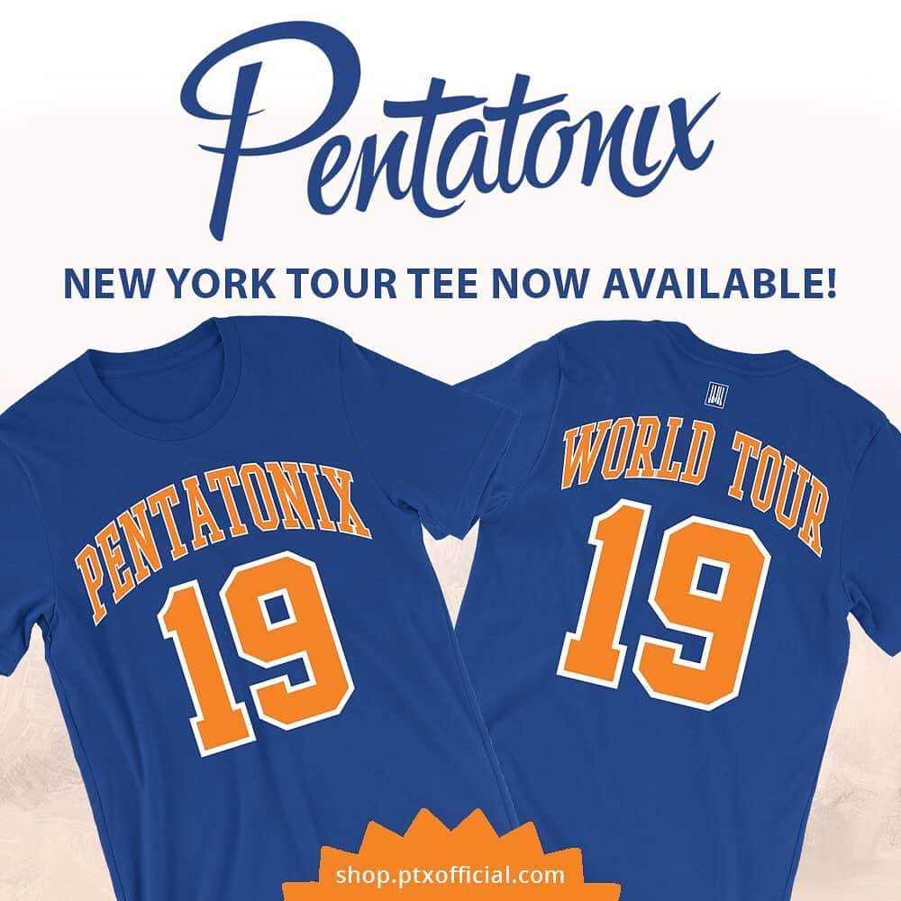 ペンタトニックスさんのインスタグラム写真 - (ペンタトニックスInstagram)「‪NYC! We've just added NEW #PTXTheWorldTour merch to support your home team the @nyknicks! 💙🧡 These shirts are available online right now at https://shop.ptxofficial.com. We'll see you all at @TheGarden on June 6th!‬」5月21日 23時54分 - ptxofficial