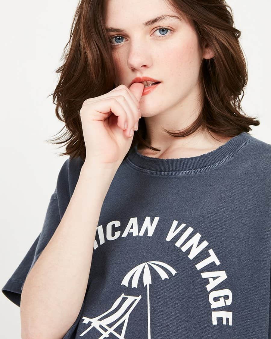 のインスタグラム：「Waiting for Summer ☀️ #americanvintage #amvcamp #summer19 #ss19 #womenswear #basic #teeshirt #enjoy #fashion」