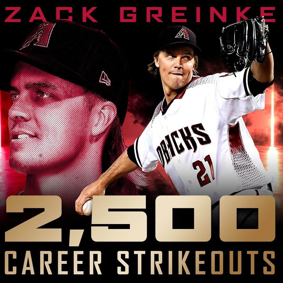アリゾナ・ダイヤモンドバックスさんのインスタグラム写真 - (アリゾナ・ダイヤモンドバックスInstagram)「Ring ‘em up! Zack Greinke is one of five active pitchers with 2,500 career strikeouts. 🔥」5月22日 12時29分 - dbacks