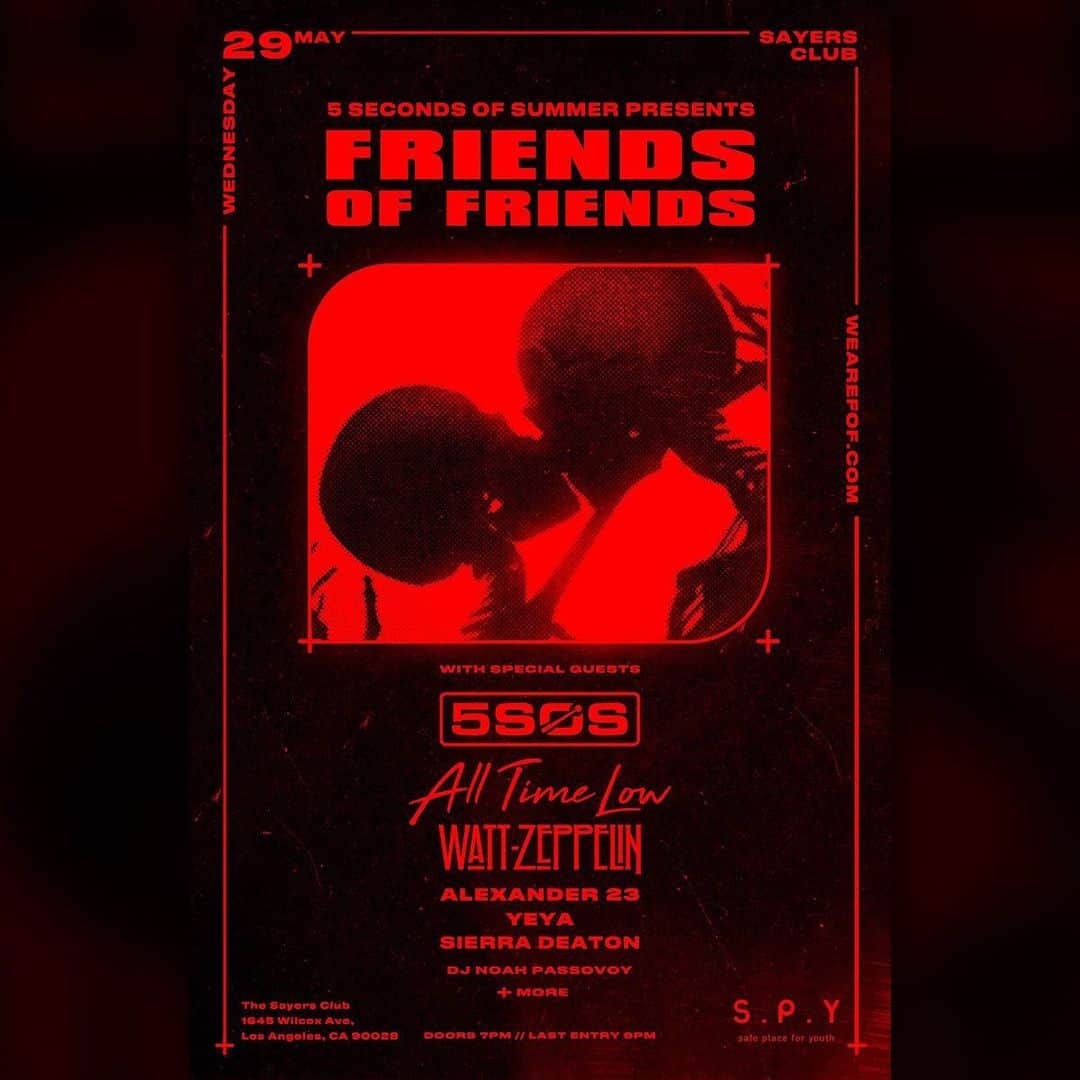All Time Lowのインスタグラム：「SOLD OUT // Excited to perform with our friends and raise money for a great cause ❤️ ALL PROFITS from this show will be donated to @SafePlaceForYouth in Venice, CA.」
