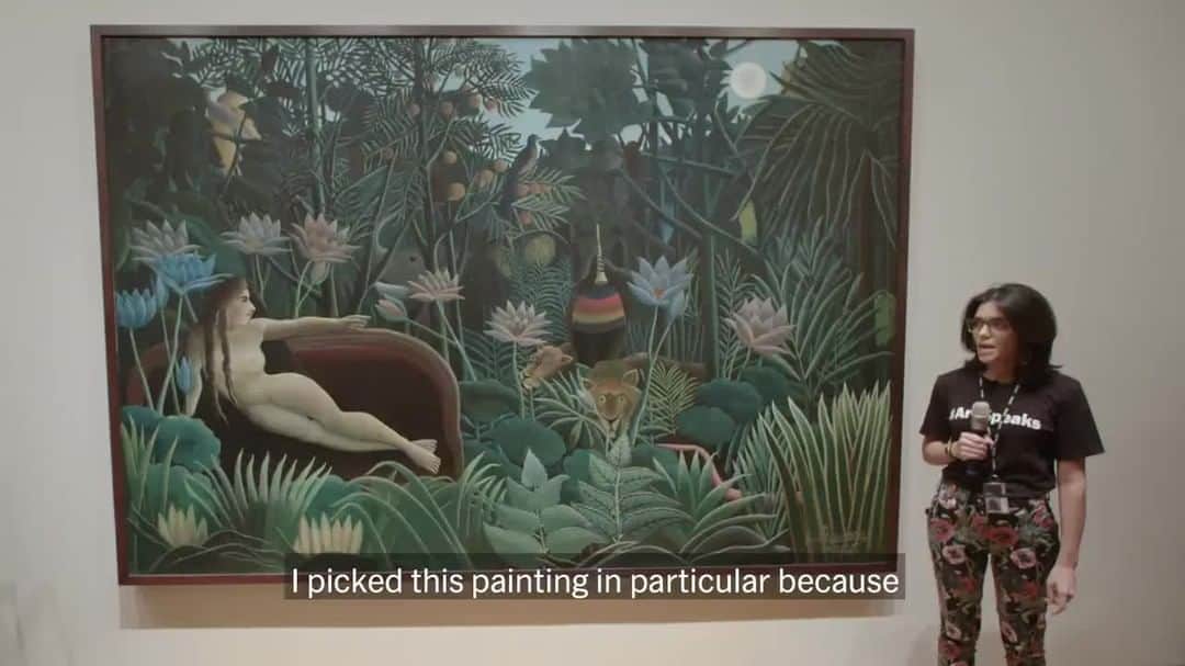 のインスタグラム：「Happy birthday to #HenriRousseau, born on this day in 1844! The self-taught artist—unable to paint full time until his retirement from working as a customs agent in 1893—centered his work on precise, exotic renditions of jungle scenes despite never leaving his home country of France. “He’s a great example of an artist that won’t give up on himself, on his work,” says guest assistant Larissa De Jesus. Hear what emerging artists can learn from the French post-impressionist painter in her gallery talk. #MoMAcollection #otd … [Featured work: Henri Rousseau. “The Dream.” 1910. Oil on canvas. Gift of Nelson A. Rockefeller]」