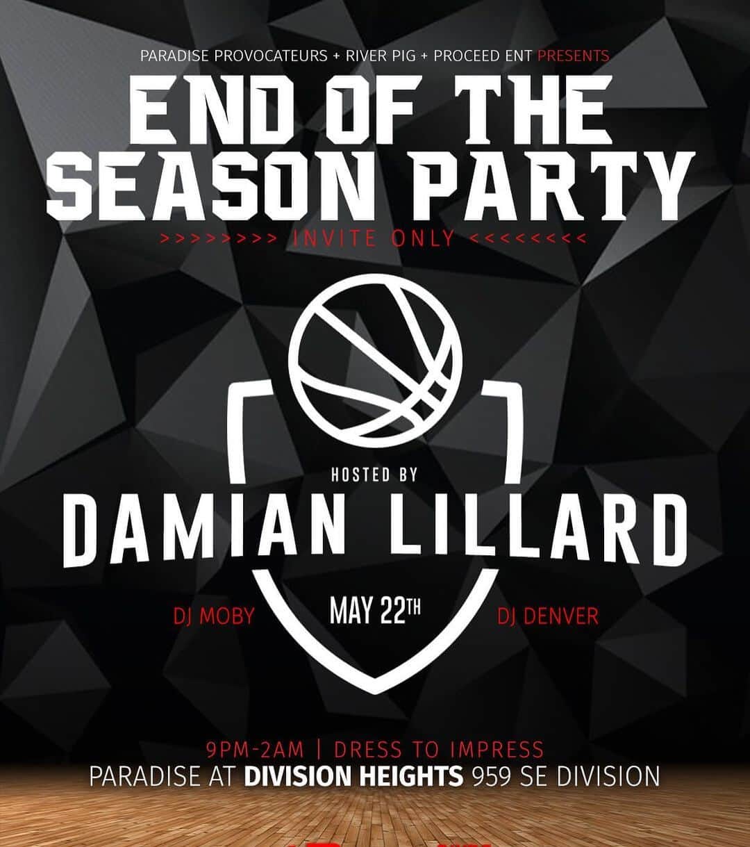 デイミアン・リラードのインスタグラム：「Celebrating the end of a great season with the squad... Dm @jrdup21 for guest list only!」