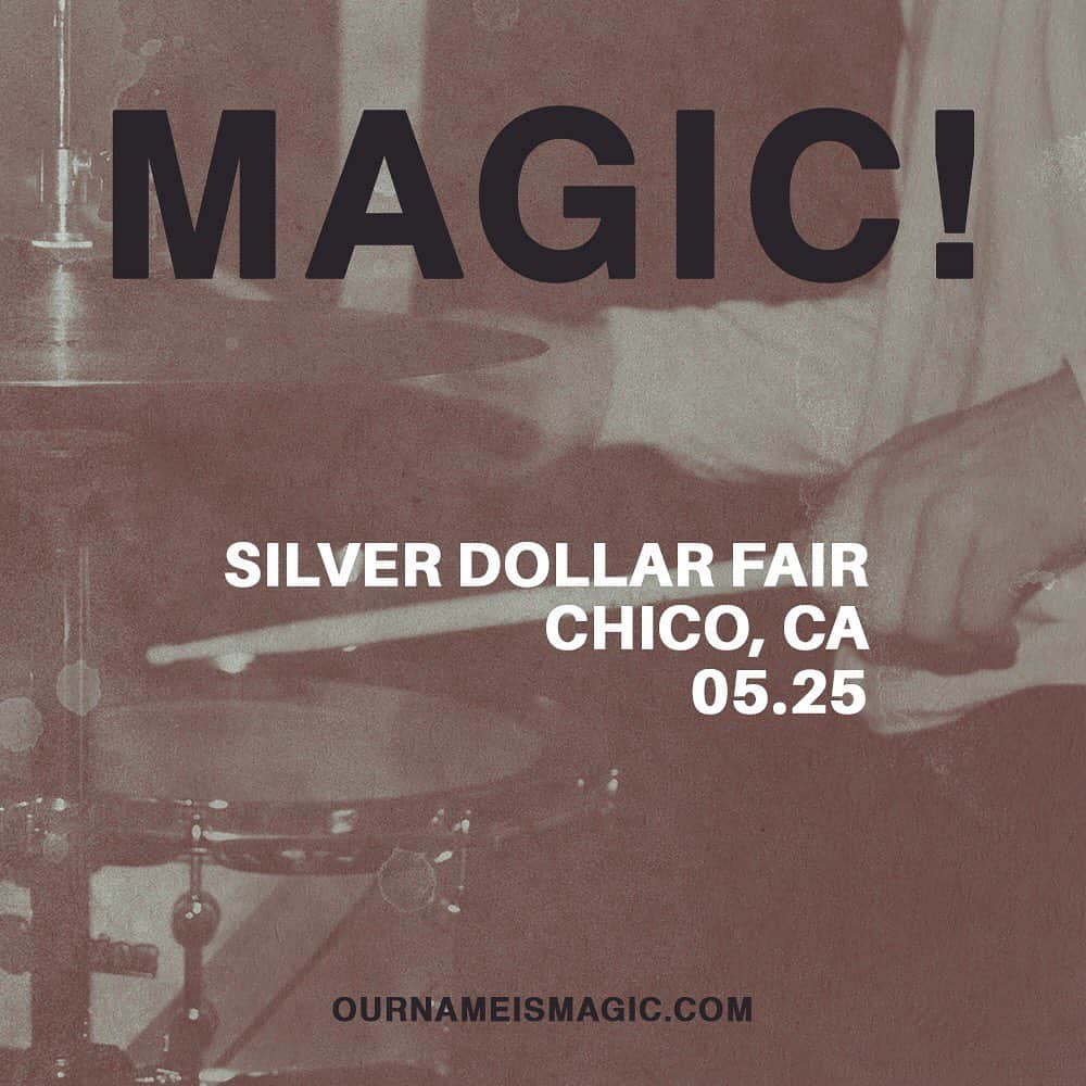 Magic!のインスタグラム：「Chico, CA! See you this Saturday for the Silver Dollar Fair! What song off of Expectations are you hoping to hear?」