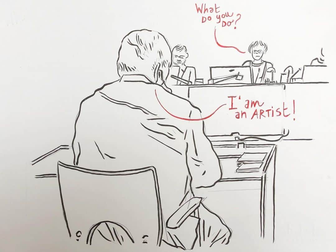 艾未未さんのインスタグラム写真 - (艾未未Instagram)「“What do you do?” Courtroom sketch by Gianluca Costantini  #aiweiwei #vw #skandinaviskmotorco #copenhagen」5月22日 20時59分 - aiww