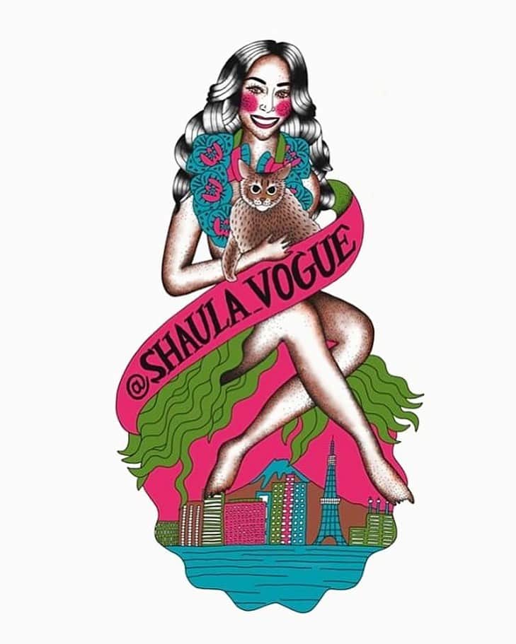のインスタグラム：「Hula girl Shaula with her sidekick Juliet! How amazing is this beautiful illustration by @sayoriwada 🔥🔥🔥 Who wants stickers?!?! フラガールシャウラとジュリエット！@sayoriwada のイラストレーションはずっと大好きだったからちょー嬉しい！ステッカーにしちゃう？！ #illustration #art #sayoriwada」
