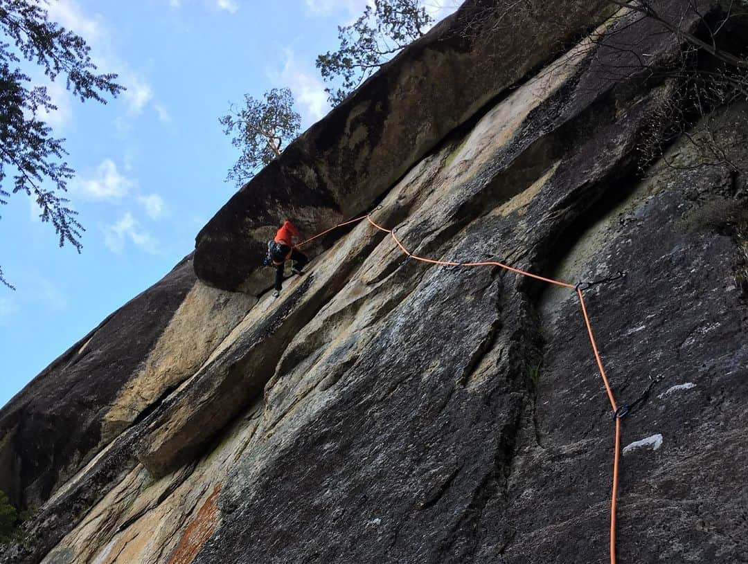 安間佐千さんのインスタグラム写真 - (安間佐千Instagram)「Cosmos 5.13a one push(Lead no fall on all pitches!) Last weekend @teru.teru.bo_zu and me climbed one of the famous multi pitch route Cosmos in Mt.Mizugaki. Unbelievably Teru did onsight on the hardest pitch 3rd(5.12d) and 6th(5.13a)! I got inspired a lot from him and finally we were on the top of the peak without any fall on the lead part. We enjoyed such a beautiful day and dreaming next adventure✨  先週末は瑞牆山の有名なマルチ、コスモス 5.13aのワンプッシュに成功した。リードパートは一度も落ちないという驚きの結果。僕は数年前に一度トライしたことがあったのだが、相方のテルは初めて。そして彼は核心である3ピッチ目(5.12d)と6ピッチ目(5.13a)をオンサイトしてしまった。まだまだ、可能性に満ち溢れているようだった。2人で、楽しい！と何度も言い合う素晴らしい日だった。また次のチャレンジが楽しみだ。  @adidasterrex @petzl_official @fiveten_official  #瑞牆山 #cosmos」5月22日 15時08分 - sachiamma