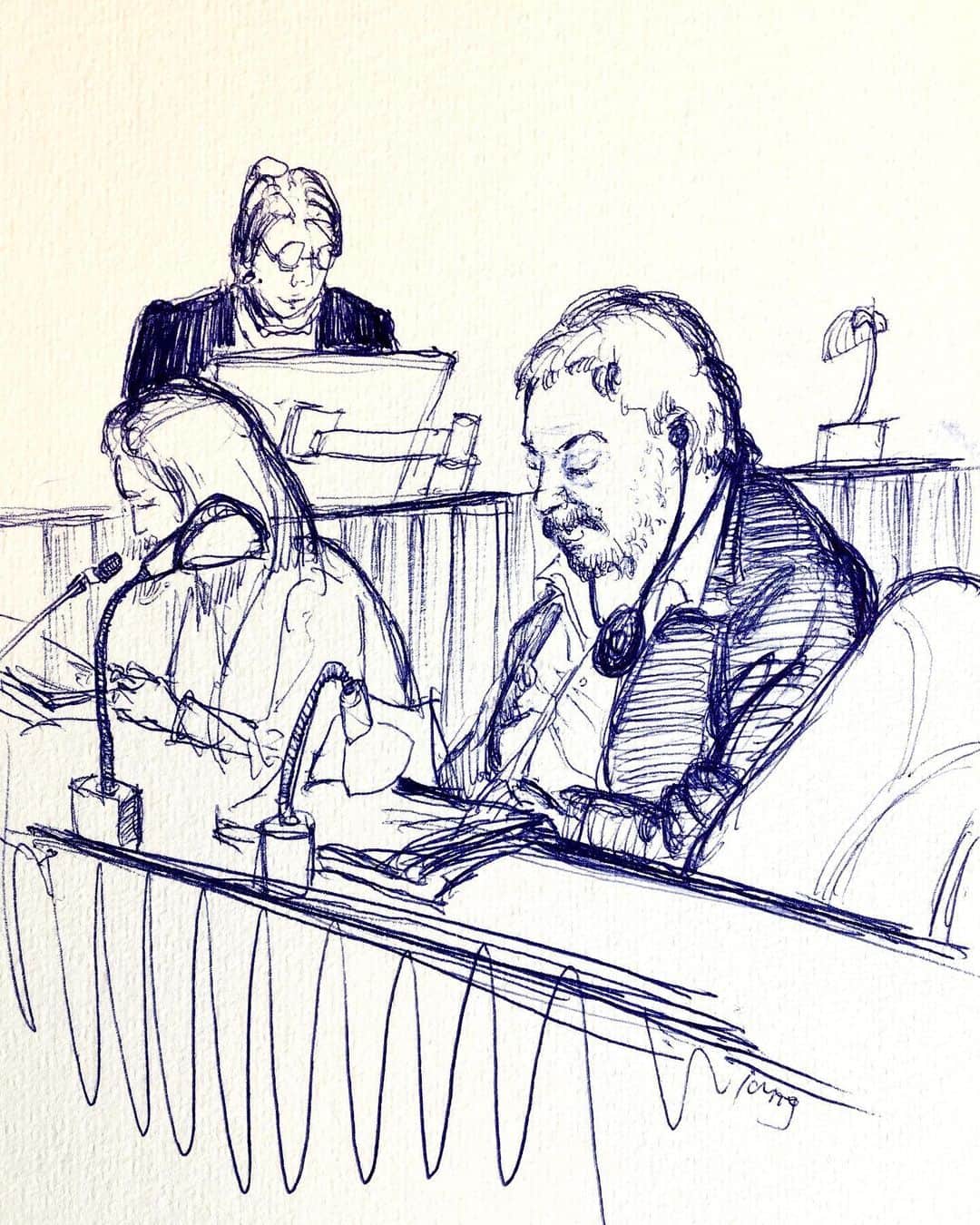 艾未未さんのインスタグラム写真 - (艾未未Instagram)「Ai Weiwei seated at the plaintiff’s table  Courtroom sketch by Tang Rui  #aiweiwei #vw #skandinaviskmotorco #copenhagen」5月22日 19時55分 - aiww