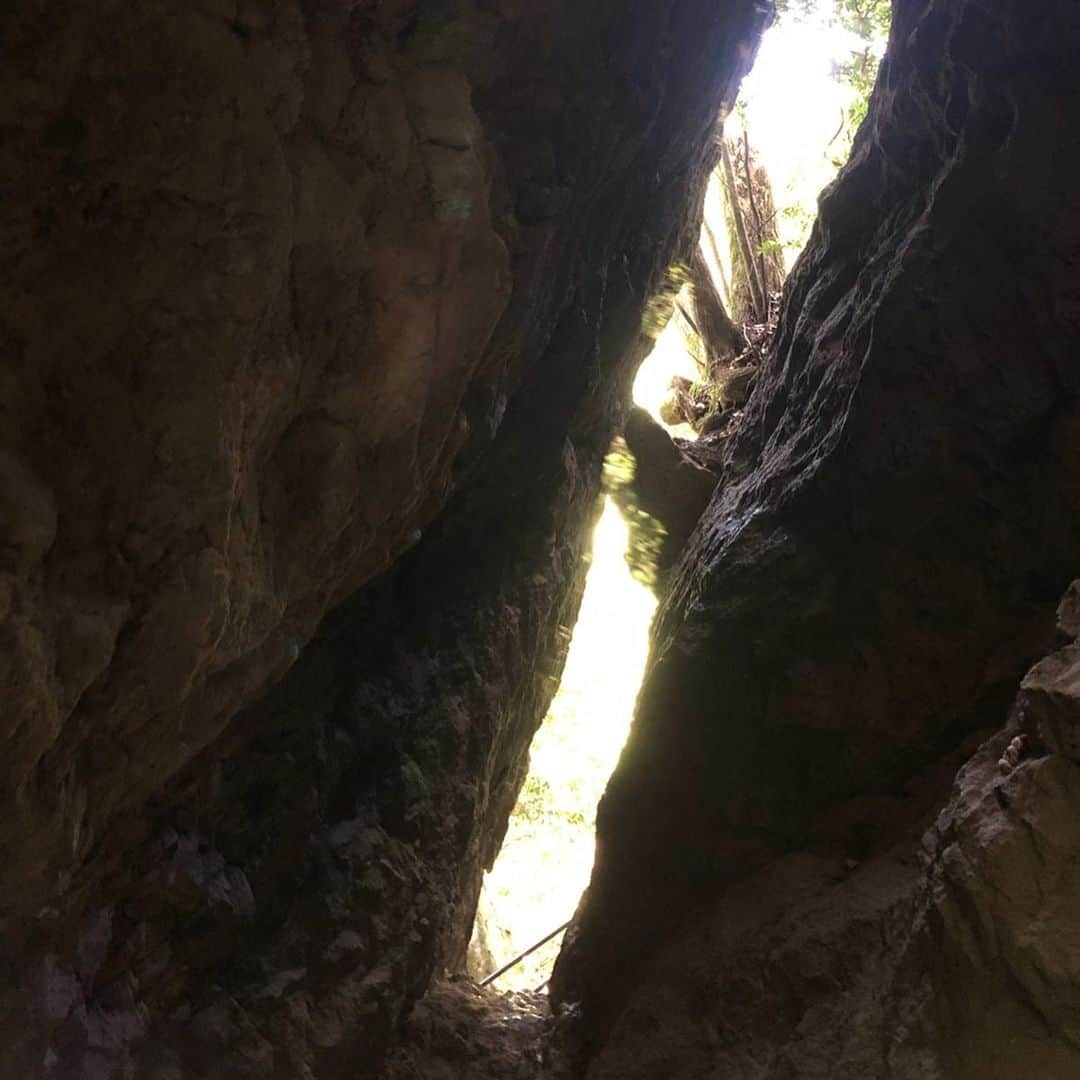 田中律子さんのインスタグラム写真 - (田中律子Instagram)「島根県出雲市唐川町の韓竈神社🙏 石段300段ほどを登り、こんな岩の細い隙間を抜けると、山の中腹に、からかま神社（韓竈神社）があります⛩パワースポットでございました🙏 この岩は、女性の子宮、産道とも言われ、安産祈願に👶なるそうです⛩  #tokaiケーブルネットワーク  #田中律子の旅するsup  #旅sup  #韓竈神社  #からかま神社  #読めない  #パワースポット」5月22日 20時04分 - ri2kotanaka