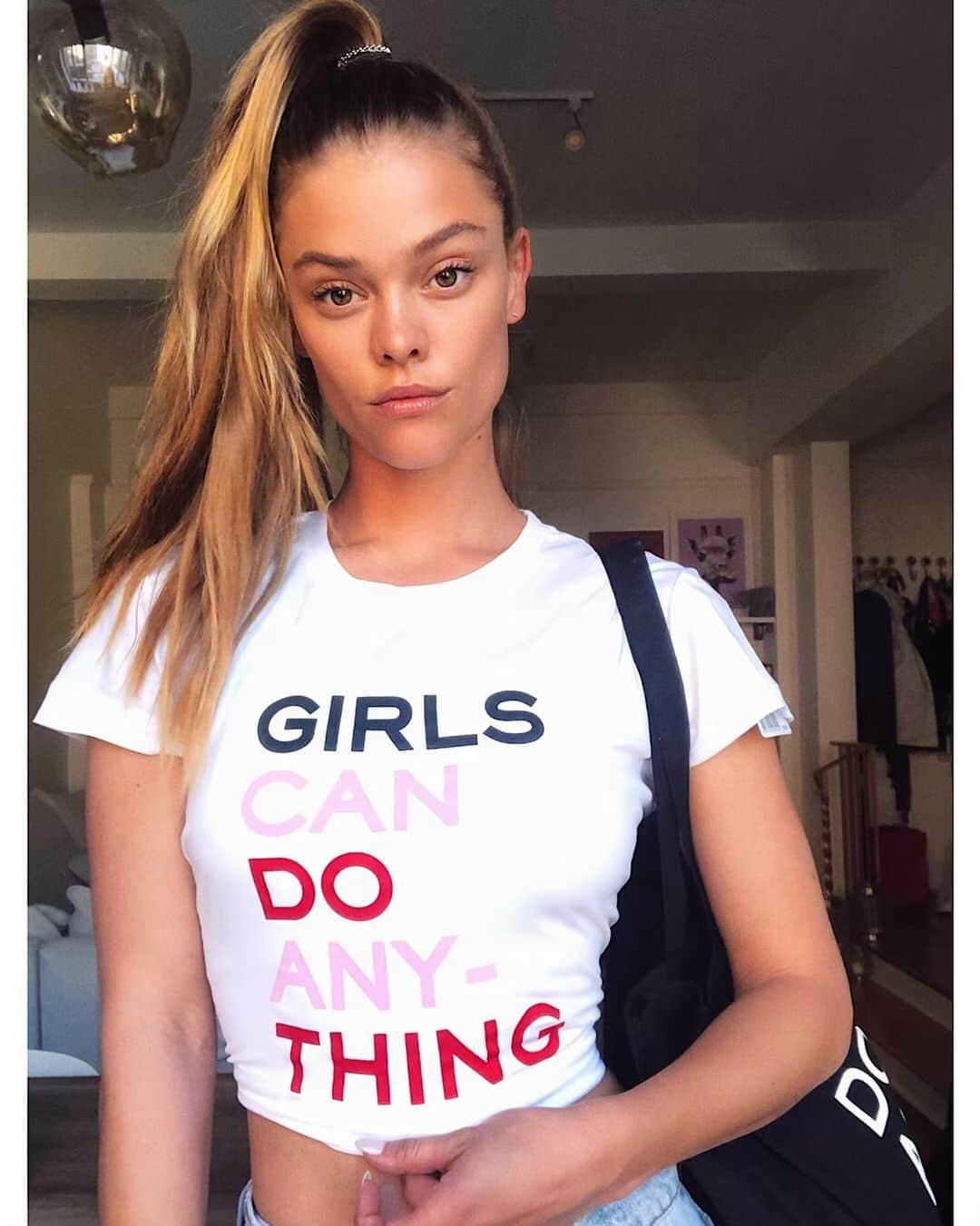 ニーナ・アグダルのインスタグラム：「Girls can do anything! ♥️ Including deciding what we do with our own bodies! From now and through May 27th, shop online and in-store at @zadigetvoltaire and receive 30% off your order and a portion of the proceeds will go towards @PlannedParenthood. Snatch an exclusive tote and 100% of the proceeds will be donated! Shop! Donate! #sponsored」