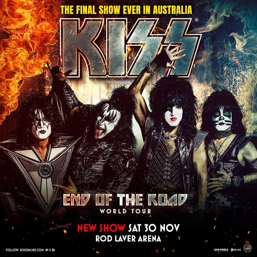 KISSさんのインスタグラム写真 - (KISSInstagram)「#KISSArmy! A third show in Melbourne has been added and it’s our FINAL show EVER in Australia ⠀⠀⠀⠀⠀⠀⠀⠀⠀ ➡️ Saturday November 30 ⠀⠀⠀⠀⠀⠀⠀⠀⠀ 🎫 tickets & VIP on sale Wednesday 29 May at 10.00am ⠀⠀⠀⠀⠀⠀⠀⠀⠀ Don’t miss the hottest band in the world one last time down under 🇦🇺 #EndOfTheRoad」5月22日 23時44分 - kissonline