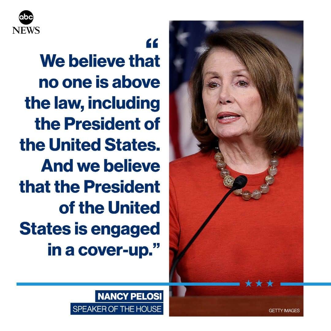 ABC Newsさんのインスタグラム写真 - (ABC NewsInstagram)「Speaker Nancy Pelosi: "We believe that the President of the United States is engaged in a cover-up." #donaldtrump #nancypelosi #politics #congress」5月23日 0時22分 - abcnews