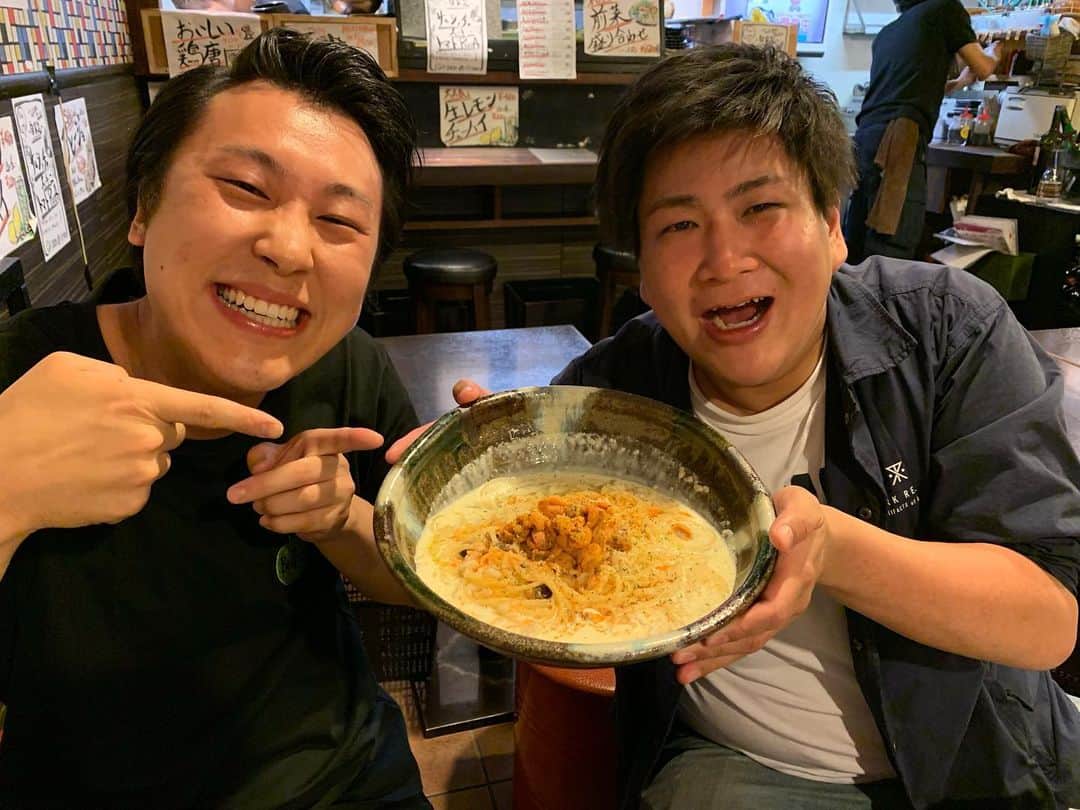 池田真一のインスタグラム：「哲剣の生ウニパスタだぁぁぁああああ！！！！！！！！！」