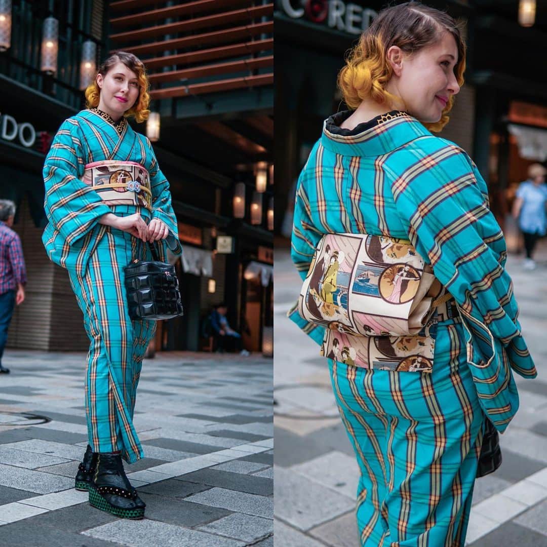 Anji SALZさんのインスタグラム写真 - (Anji SALZInstagram)「Finally got my hands on a “Ise-Momen” (伊勢木綿) aka. a traditionally woven cotton kimono! Had it sewn to my size and it feels just so fabulous 😭🌈 Bad news is: The last Ise Momen craftsman retired and there is no predecessor to take over, so Ise Momen might die out 🤭 (of course there are a few other weavers in the country but..) Oh, and I’m wearing the obi I up cycled- but more on that next time 😘 やっと伊勢木綿の着物をゲット👘❤️ 私サイズに仕立てもらうのは気持ち良すぎ〜☺️😆 帯は手作り。足袋はJOTARO SAITO, 草履はSALZ。 #salztokyo #mainichikimono」5月23日 0時42分 - salztokyo
