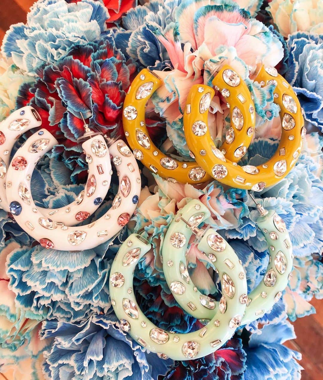 ダニジョーのインスタグラム：「Our best friend, Kelly 🌸 Tap to shop all three colors (pssst.. use code MDW30 for 30% off these hoops 🤩)」