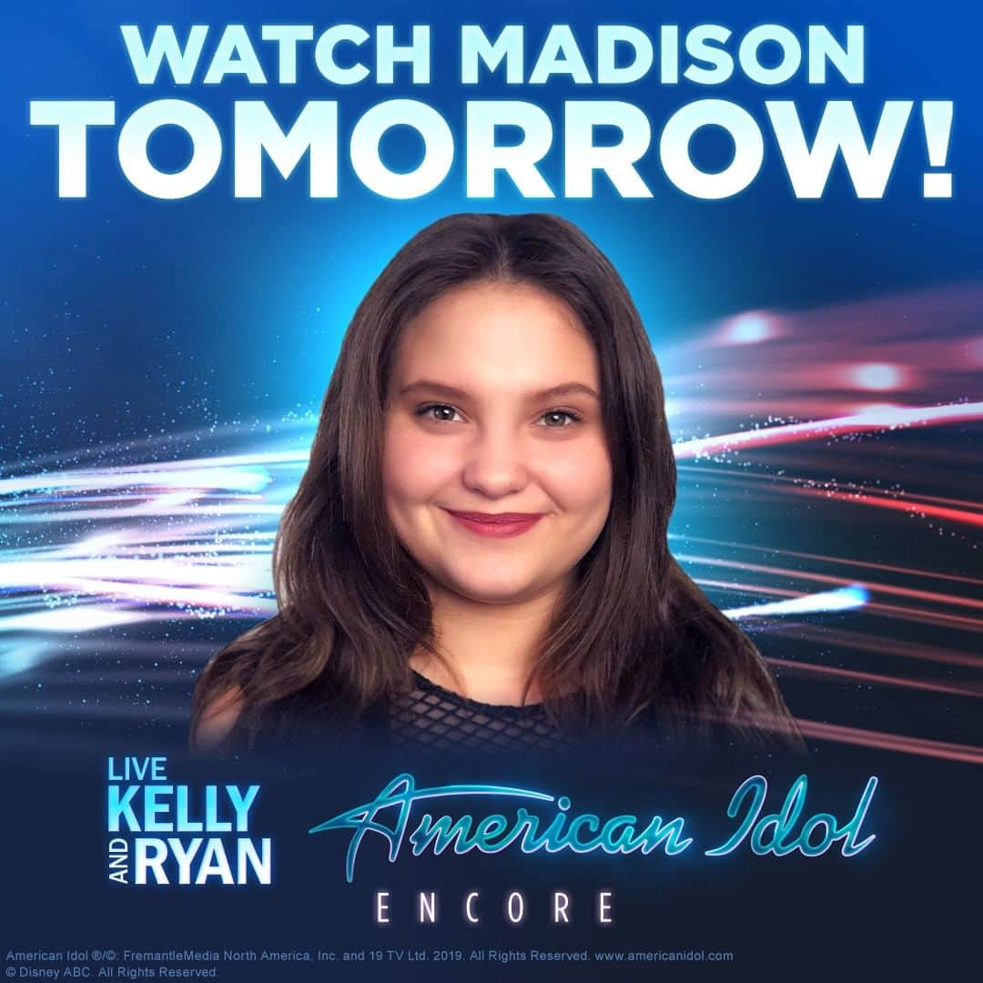 American Idolさんのインスタグラム写真 - (American IdolInstagram)「Watch @LiveKellyandRyan tomorrow to see @madisonv perform in LIVE’s #AmericanIdol Encore!」5月23日 3時00分 - americanidol