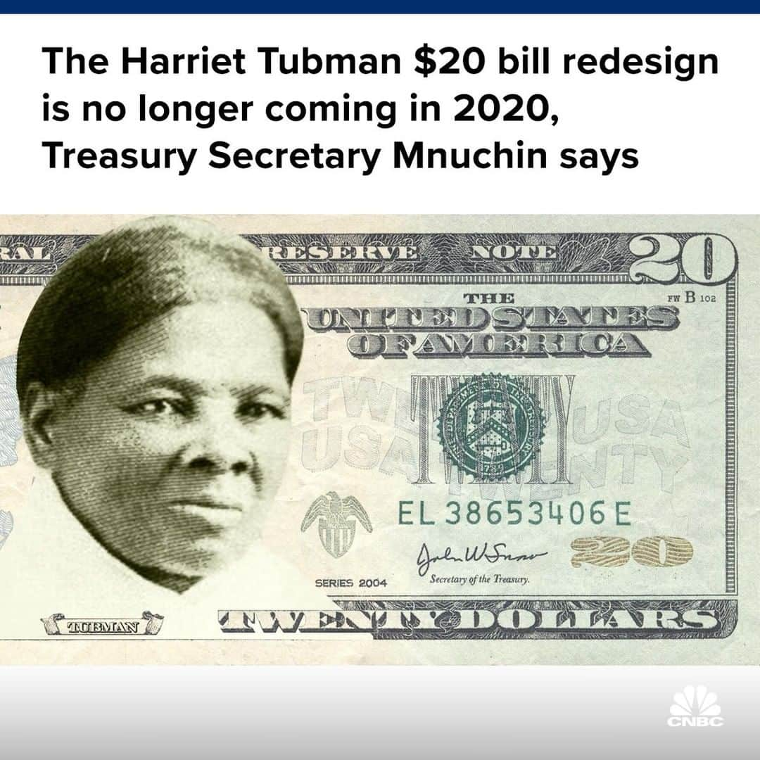 CNBCさんのインスタグラム写真 - (CNBCInstagram)「⠀ The design process for the $20 bill featuring Harriet Tubman has been delayed and no new imagery will be unveiled until 2028, Treasury Secretary Steven Mnuchin said.⠀ ⠀ ▪The redesign was set to be unveiled in 2020 to coincide with the 100th anniversary of the 19th Amendment, which granted women the right to vote.⠀ ⠀ ▪“The primary reason we have looked at redesigning the currency is for counterfeiting issues,” Mnuchin said.⠀ ⠀ ▪The decision to put Tubman on the $20 bill was announced in 2016 following input from the public.⠀ ⠀ To read what lawmakers are saying about the delay, click the link in bio.⠀ *⠀ *⠀ *⠀ *⠀ *⠀ *⠀ *⠀ *⠀ #harriet #harriettubman #blackhistory #history #19thamendment #politics #dollar #usd #dollarbill #treasury #business #businessnews #cnbc ⠀」5月23日 3時30分 - cnbc