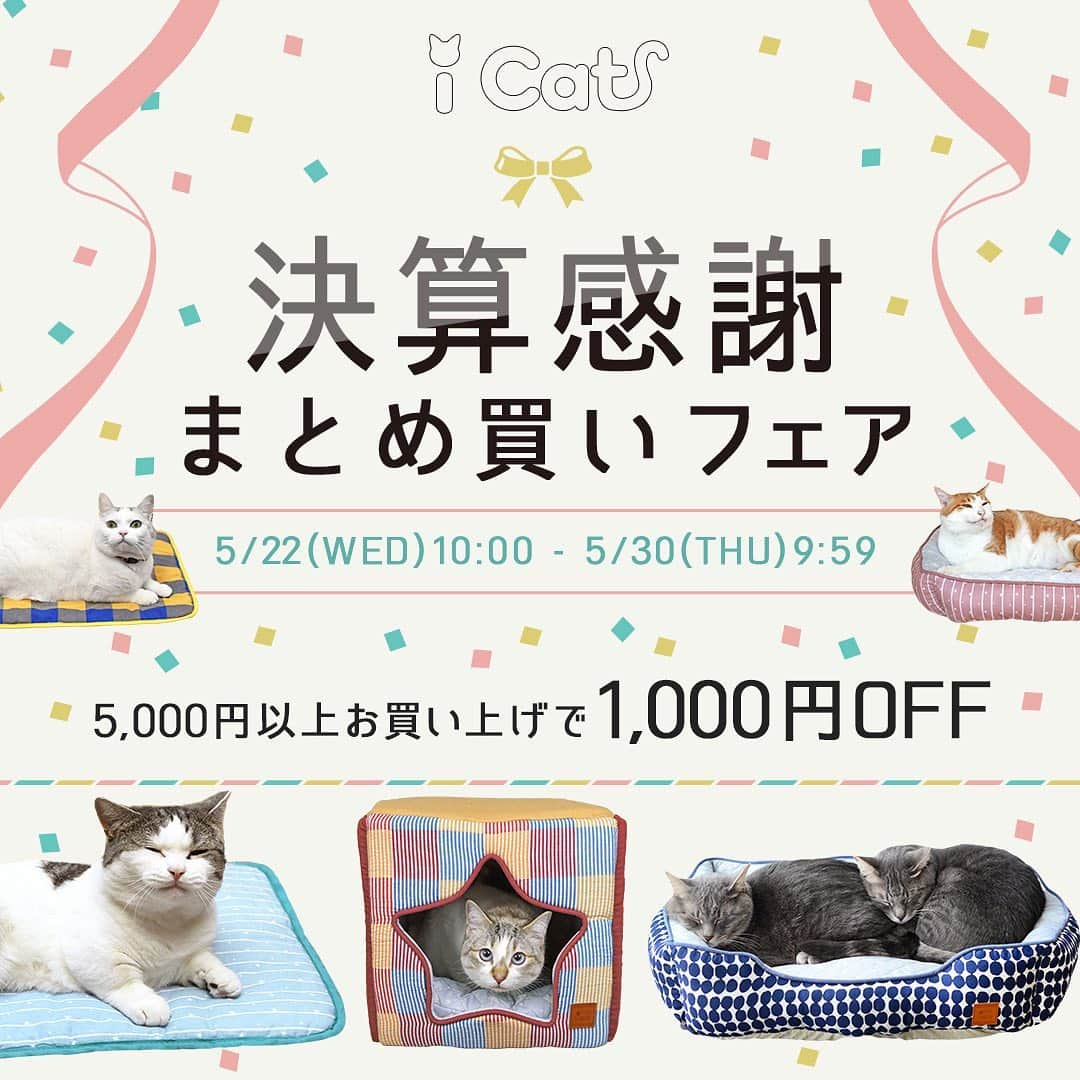 iDog&iCatさんのインスタグラム写真 - (iDog&iCatInstagram)「🎉 * 決算感謝の気持ちを込めて… ICAT楽天店舗では決算感謝まとめ買いフェアを好評開催中です！ * 対象のひんやりベッド&マットを合計5000円以上お買い上げでなんと1000円OFFに♫ 暑い日に丁度いい、乗るだけでひんやり接触冷感素材を使ったベッドとマットが対象です。 暑さが増すこの時期に…暑さ対策グッズを準備しましょう！ * セールは楽天ICAT店舗へ https://item.rakuten.co.jp/icat/c/0000002996/ * #idogicat #犬の服idog #idog #icat #ペットペット #接触冷感 #ひんやり #暑さ対策 #猫 #ねこ」5月23日 15時57分 - idogicat