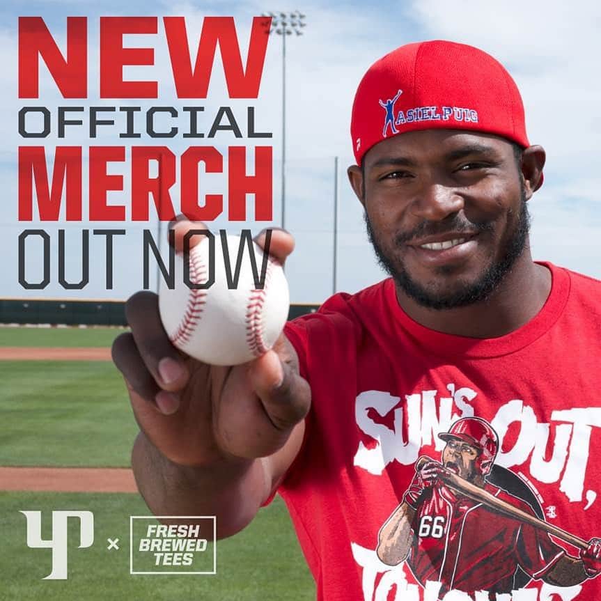 ヤシエル・プイグのインスタグラム：「Puig your friend has new shirts thanks to @freshbrewedtees 🙌Check them out yasielpuig.co!」