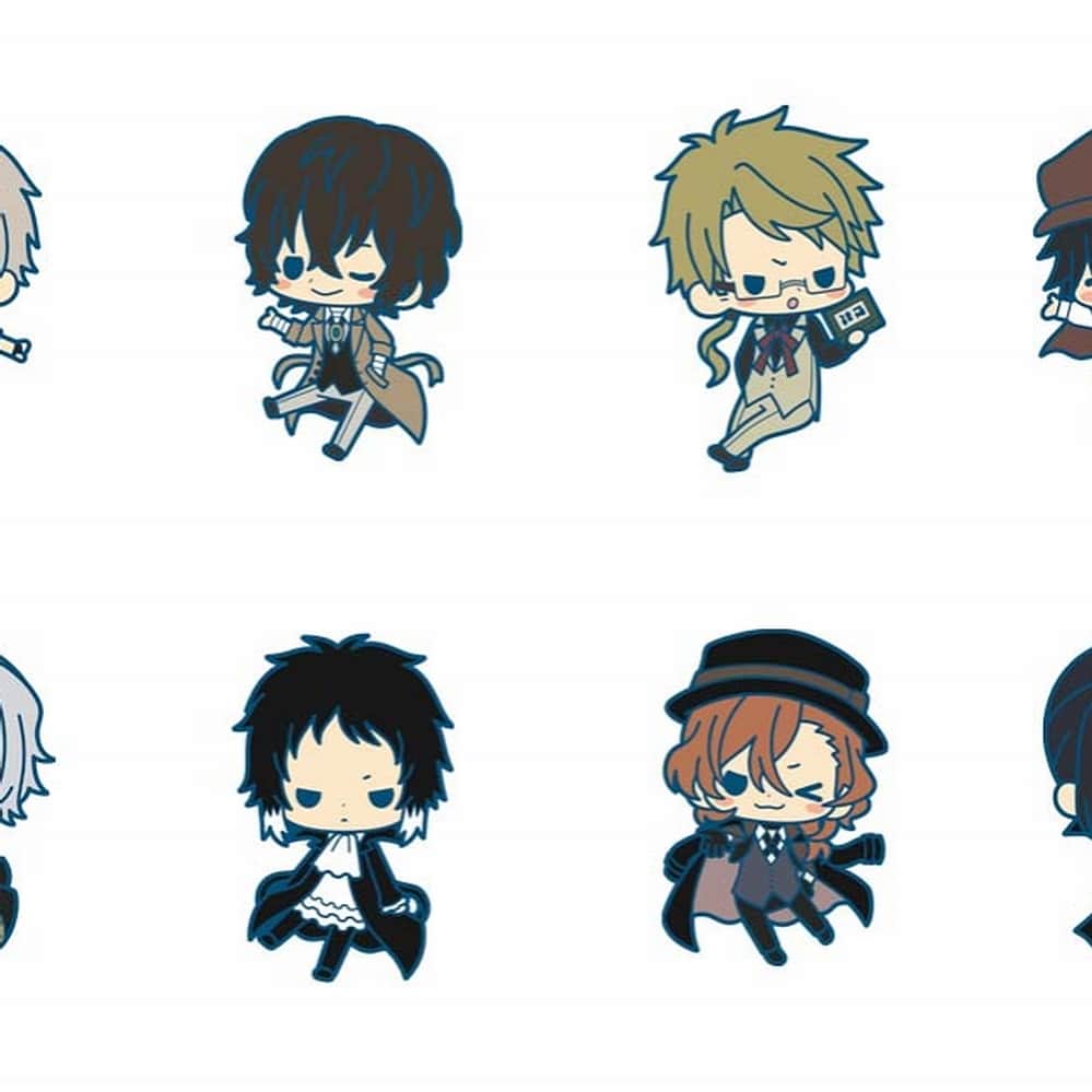 のインスタグラム：「【 #文豪ストレイドッグス 】ラバーストラップ受注開始 イラストレーターサクライによる8人の文豪たちを確実にお迎えするには予約必須です🔥 https://www.kotobukiya.co.jp/product/product-0000003309/ … コトブキヤショップでボックス購入すると「フョードル・D」が…！ #文スト #コトブキヤ」