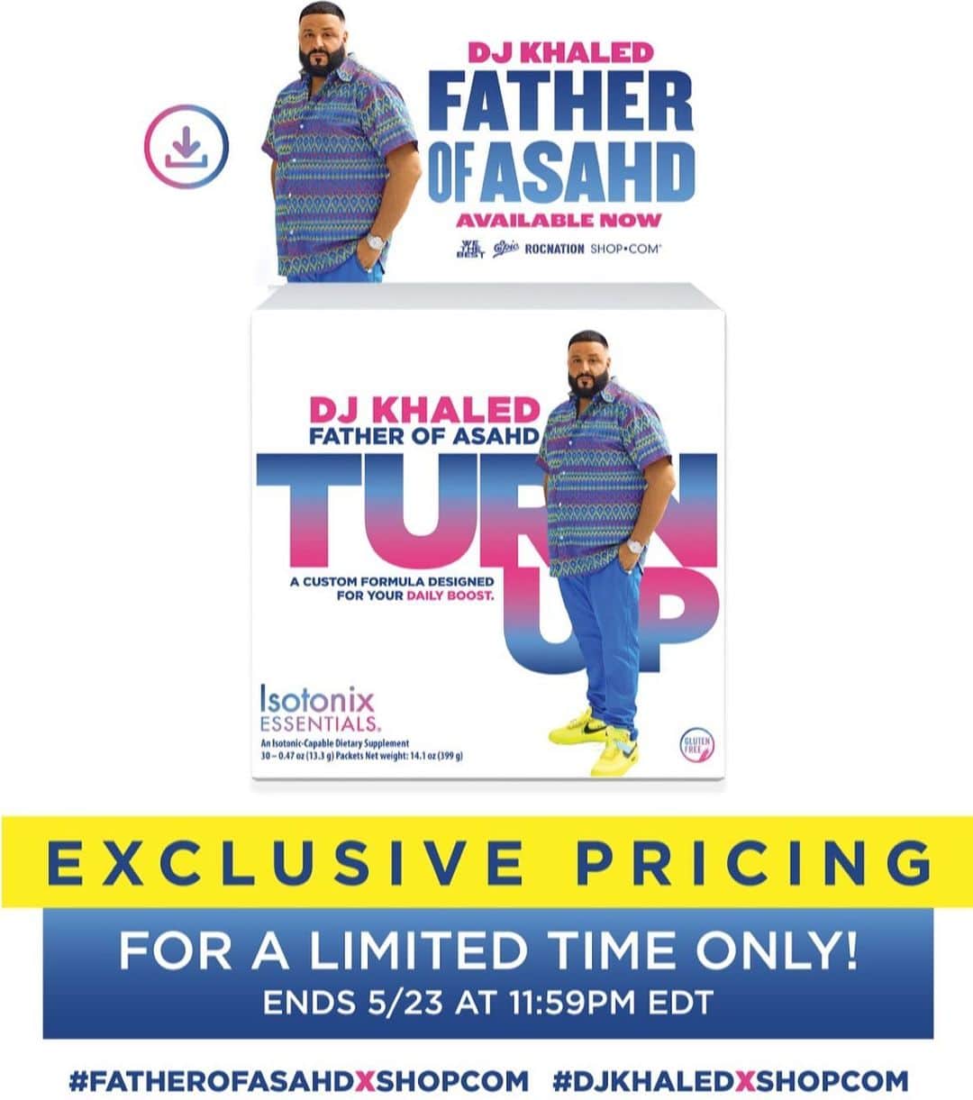 DJキャレドさんのインスタグラム写真 - (DJキャレドInstagram)「#FANLUV! Very excited about this collaboration!! Special offer!! #FATHEROFASAHD ! Go to shop.com !!」5月24日 1時38分 - djkhaled