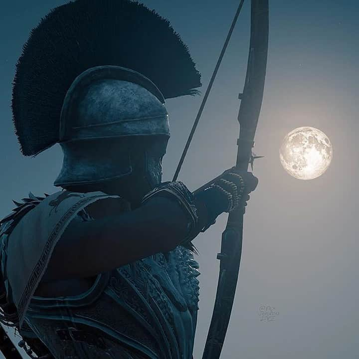 アサシン クリードのインスタグラム：「Shoot for the moon and you may land among the stars. Journey to become a legendary Greek hero today. Photo by @RexVenatusLVI using #acphotomode.」