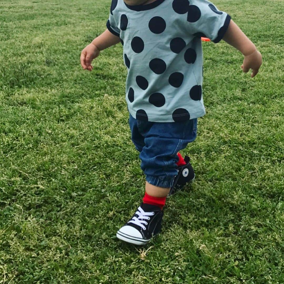 LEEさんのインスタグラム写真 - (LEEInstagram)「子どものTシャツ買いすぎ問題  洗いざらしのクシャクシャですみません。  続子ども服シリーズ。  やばいTシャツ買いすぎです。  左上 フルーツオブザルームのポケT。 かわいすぎて #色ち買い。 なんならこれ以外にオートミールも買いました。  右上 ビーミングで。ドットめっちゃかわいい。  左下 帰省した時にデパートのバーゲンでディグ。 サンダーボルトとドーナツ。いかす。 バーゲン最高。  右下 みんな大好きオフロスキーTシャツ。 うすピンクがいい感じ。  子どものやつ買いすぎたので 父はヘインズのパックTで頑張るよ。  2、3枚目は着画です。 足元はじいちゃんに買ってもらった コンバース。  ストロークスも真っ青の クールな履きこなしだぜ。  ぷーすけ  _ #magazinelee  #leeweb #LEE編集部のお買い物 #子ども服 #ポケT #フルーツオブザルーム #fruitoftheloom  #ビーミング #bmingbybeams  #オフロスキー #コンバース #converse」5月23日 17時28分 - magazinelee