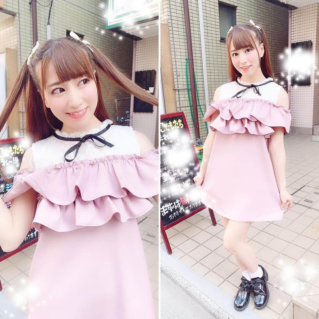 初川みなみさんのインスタグラム写真 - (初川みなみInstagram)「今日のお洋服👗  #エブリン のワンピース💓﻿ ﻿ フリフリが可愛いっっ ﻿ 丈も身長が小さい人にはぴったりのサイズで﻿ありがたいっっ！﻿ ﻿ #evelyn ＃ワンピース #ピンク #ハーフツイン #リボン」5月23日 20時40分 - hatsukaw_aminami