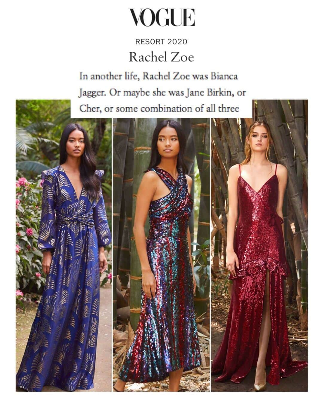 レイチェル・ゾーさんのインスタグラム写真 - (レイチェル・ゾーInstagram)「It was an absolute dream waking up to this amazing review of my Resort 2020 @shoprachelzoe Collection from @voguerunway ✨ My forever inspiration as a designer are the incredible muses from the 60’s and 70’s 🙏🏻 @cher ..I will just be reading this opening line to myself over and over again! #dreamscometrue 💫 Thank you #voguerunway ❤️ Read more at the link in my bio! XoRZ」6月22日 4時25分 - rachelzoe