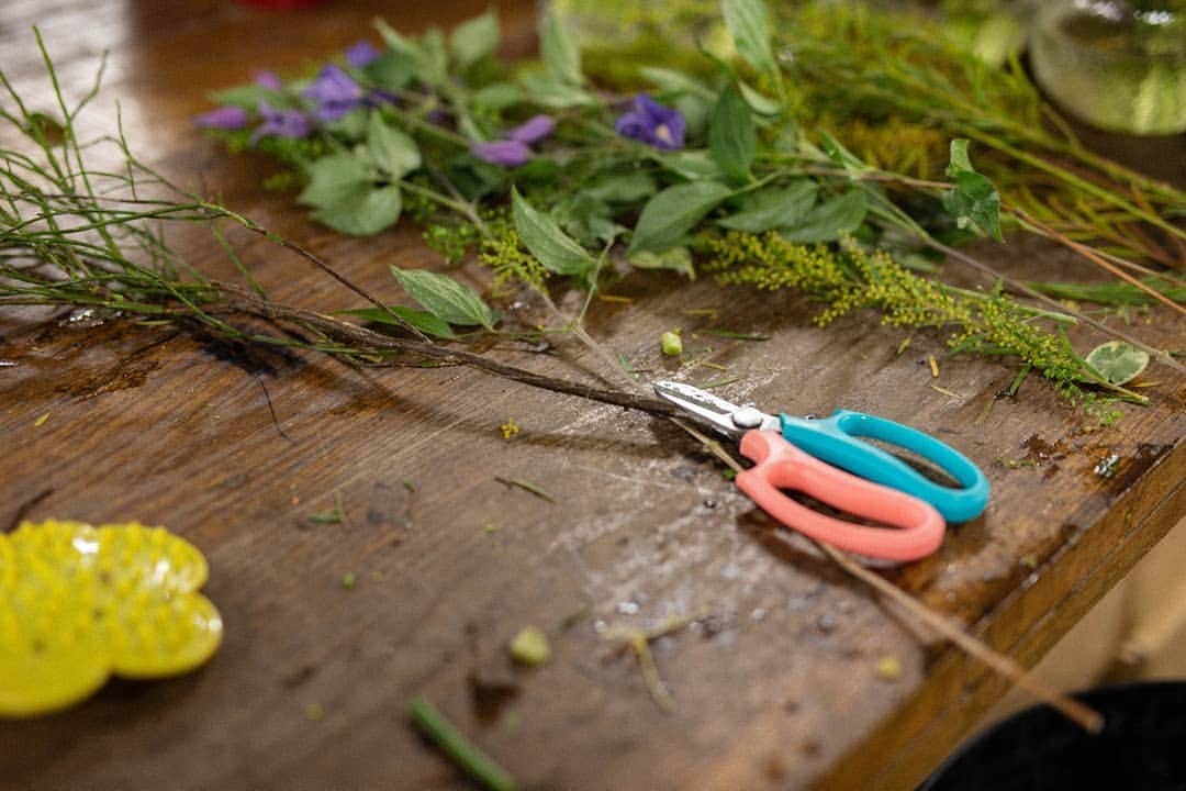 のインスタグラム：「Discarded foliage exudes herby notes and aromatic lavender is strewn on benches, creating a green, powdery, safe and peaceful scent... Behind the Scenes at @mcqueensflowers HQ, East London.」