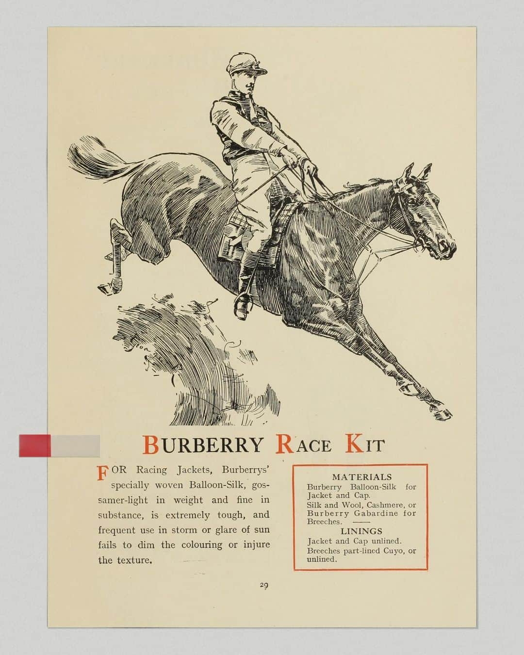 Burberryさんのインスタグラム写真 - (BurberryInstagram)「Tales from the #Burberry archive, in celebration of #RoyalAscot . 'A Burberry Race Kit' illustration, 1918-1919 . Our founder, Thomas Burberry, was an avid horse rider and continued to horse-ride into his seventies . “Thomas Burberry was about the best judge of a horse that I have ever come across, and was also a fine rider” - George Roller, former #Burberry illustrator . #TBRT」6月21日 21時00分 - burberry