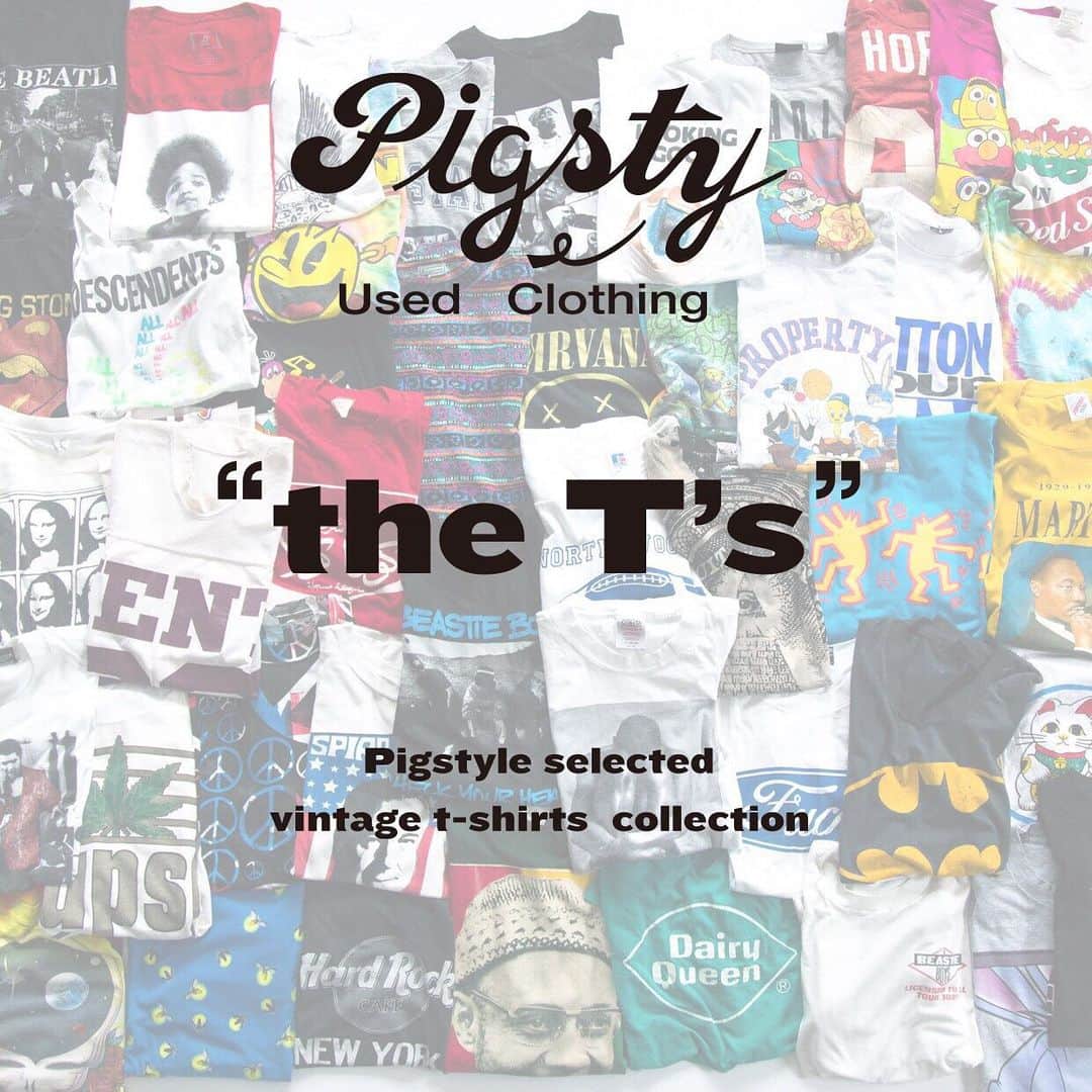 BEAMS MENさんのインスタグラム写真 - (BEAMS MENInstagram)「… 関西を代表するVINTAGE SHOPである「PIGSTY」が創業20周年を記念し、希少性の高い秘蔵Ｔシャツを纏めた書籍、『The T’s』を発売。 その書籍出版を記念し、古着でも人気の高いロックTシャツやキャラクターもの、アート性の高いTシャツなど様々なVINTAGE T-SHIRTSを集めたポップアップショップを6月29日（土）より「ビームス 原宿」にて開催します。 様々なバリエーションを一堂に会すこの機会を是非お楽しみください。  @pigsty_amemura @beams_harajuku_official #theTs #pigsty20th #20周年 #vintage #古着 #Tshirt #popupshop」6月21日 23時30分 - beams_mens_casual