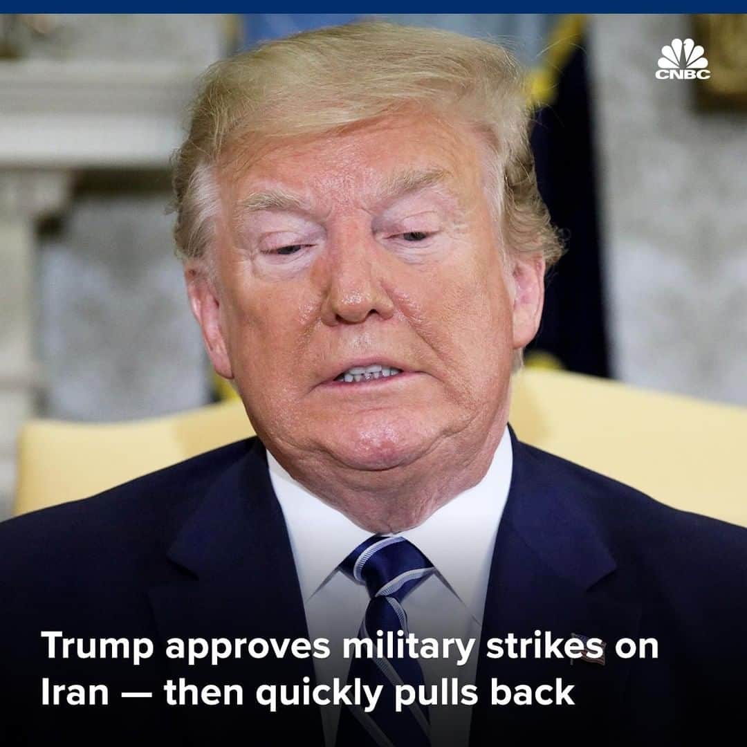 CNBCさんのインスタグラム写真 - (CNBCInstagram)「President Trump reportedly approved military strikes on several Iranian targets, but abruptly pulled back from launching them on Thursday night.﻿ ﻿ As late as 7 p.m. ET on Thursday, officials were still expecting the operation to go ahead, The New York Times reported. It was not clear why the strikes were called off. ﻿ ﻿ The attacks were approved in retaliation to Iran shooting down an unmanned American spy drone earlier in the week. Trump said on Twitter that “Iran made a very big mistake!” by shooting down the drone.﻿ ﻿ Read more, at the link in our bio.﻿ *﻿ *﻿ *﻿ *﻿ *﻿ *﻿ *﻿ *﻿ #iran #middleeast #military #usmilitary #drone #unitedstates #usa #internationalnews #internationalrelations #policy #trump #trumpadministration #donaldtrump #business #news #economics #businessnews #cnbc」6月22日 0時43分 - cnbc