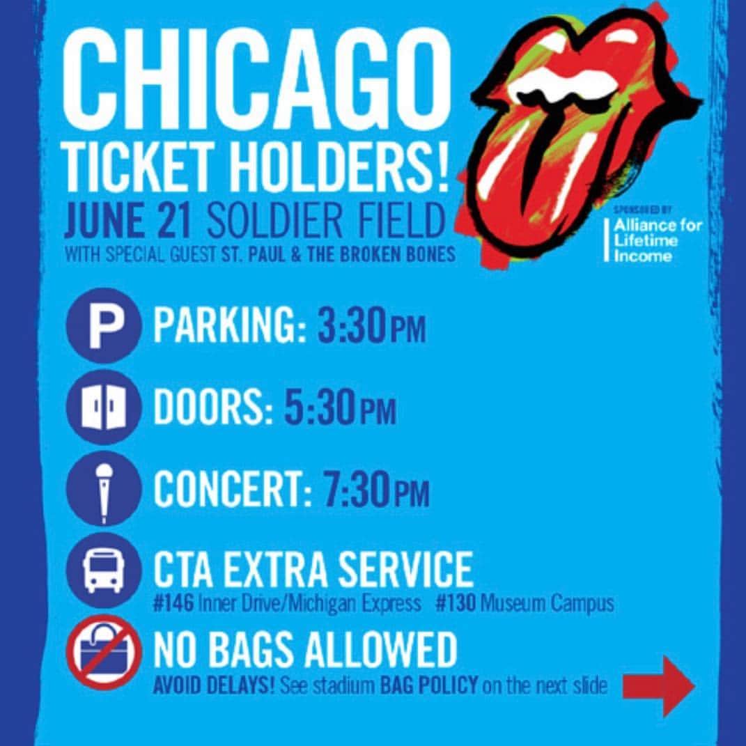 The Rolling Stonesさんのインスタグラム写真 - (The Rolling StonesInstagram)「For those attending the Chicago show - and all shows on this tour - SWIPE! #knowbeforeyougo #therollingstones #stonesnofilter」6月22日 1時21分 - therollingstones