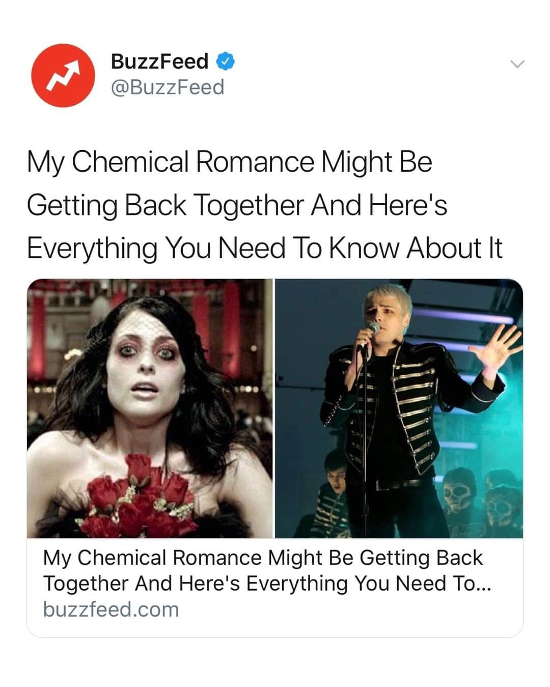 BuzzFeedさんのインスタグラム写真 - (BuzzFeedInstagram)「My poor emo heart can't handle the anticipation. Here's what we know about the ~POSSIBLE~ MCR reunion 👉Link in bio 👀」6月22日 1時38分 - buzzfeed