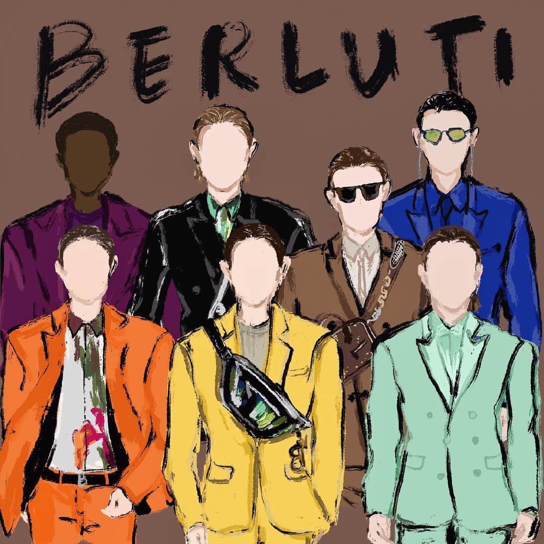 JiweiJWさんのインスタグラム写真 - (JiweiJWInstagram)「@berluti boys illustration by JiweiJW #berluti #illustration #fashion #runway #men #menswear #paris」6月22日 2時23分 - jiweijw