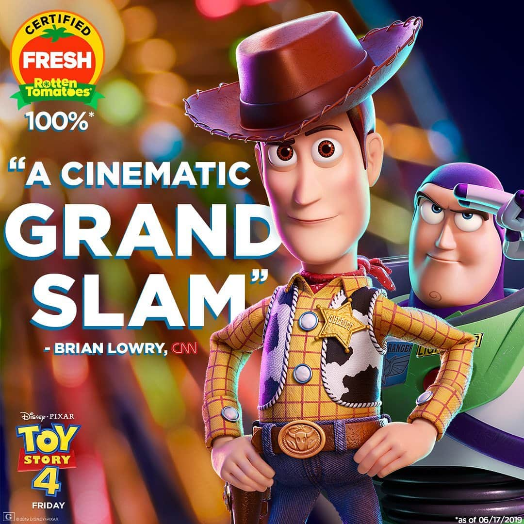 Walt Disney Studiosさんのインスタグラム写真 - (Walt Disney StudiosInstagram)「#ToyStory4 is “a cinematic grand slam” and is 100% fresh on @RottenTomatoes. See the film in just 4 days! (Tickets at the link in bio)」6月18日 7時13分 - disneystudios