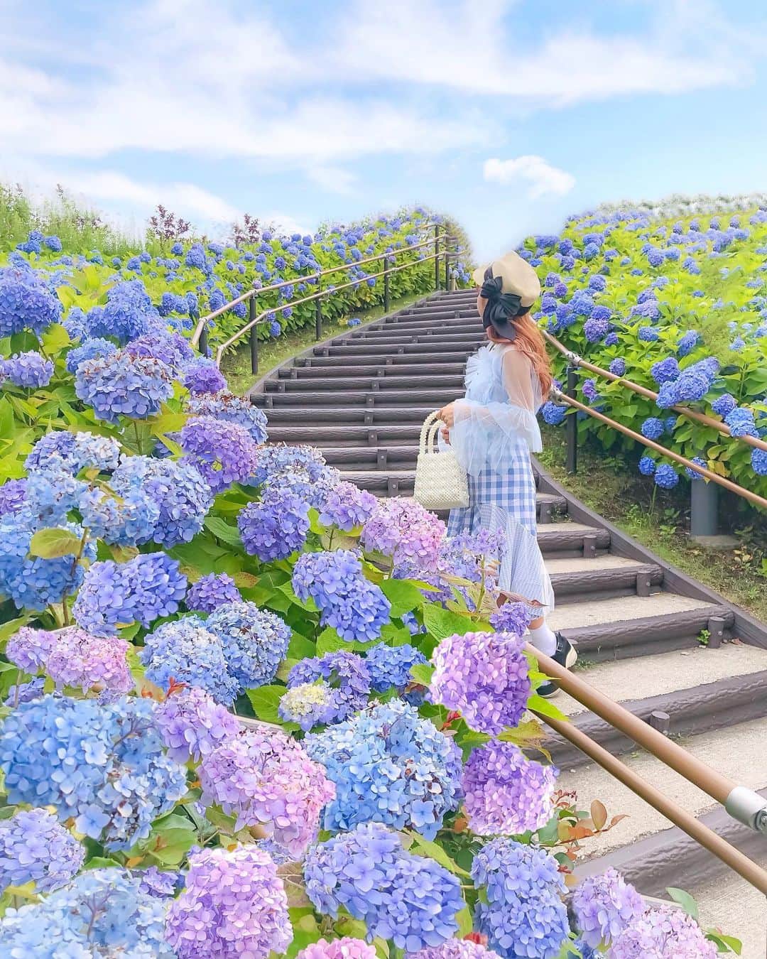 tomomi ❤︎ よしはしともみ ❤︎さんのインスタグラム写真 - (tomomi ❤︎ よしはしともみ ❤︎Instagram)「. . お台場のシンボルプロムナード公園の紫陽花💠 紫陽花が綺麗な季節になって嬉しい💗💕 . 先週行った時は綺麗に満開だった〜⛲️💕 ここのスポット以外にも 白の紫陽花が沢山咲いてるスポットもあったよ🧚🏻‍♀️🍦 . 🎀コーディネート ハット  @ca4la_official トップス  @honeymihoney_official スカート  @pinklush.jp シューズ  @honeymihoney_official . #odaiba #ajisai #flowerpark #ootd #code #honeymihoney #pinklush #ca4la #紫陽花 #紫陽花2019 #紫陽花園 #花まっぷ #フォトジェニックスポット #お花畑 #お台場 #東京テレポート #シンボルプロムナード公園 #お花畑コーデ #カシラ #ハニーミーハニー #ピンクラッシュ #キャスケット #꽃밭 #수국 #자양화 #데일리룩 #패션 #옷스타그램」6月17日 23時09分 - tomomi_yoshihashi