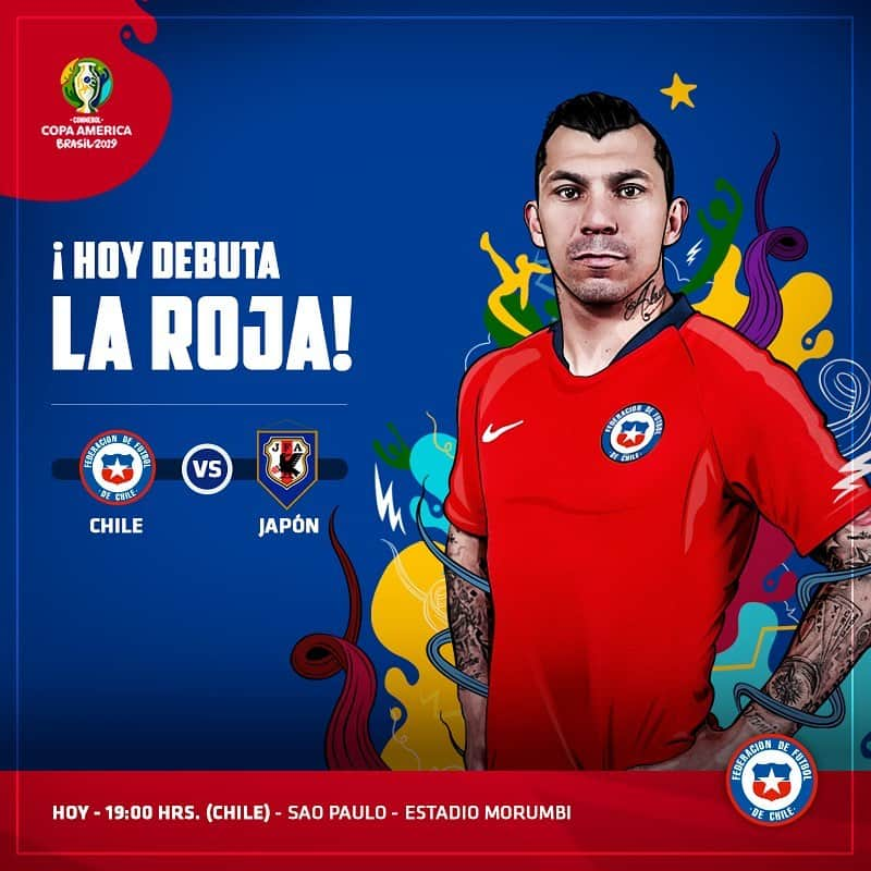 サッカーチリ代表チームさんのインスタグラム写真 - (サッカーチリ代表チームInstagram)「👊 ¡Hoy todos y todas con #LaRoja! ⚽ Chile debuta ante @japanfootballassociation en el Grupo C de la #CopaAmerica 🇨🇱🆚🇯🇵 🏟 Estadio Morumbi 🕛 19:00 horas 📺 CDF, Canal 13 y TVN  #VamosChile」6月18日 3時25分 - laroja