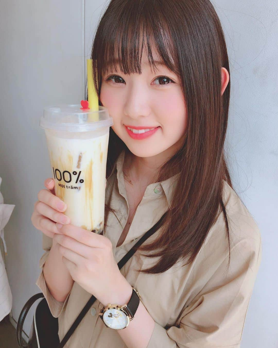 熊沢世莉奈さんのインスタグラム写真 - (熊沢世莉奈Instagram)「s m i l e 1 0 0 % 😊 ♥︎ ♥︎ #タピオカ #モッチャム #もっちゃむ #生タピオカ #タピ活」6月18日 16時38分 - kuma_0417