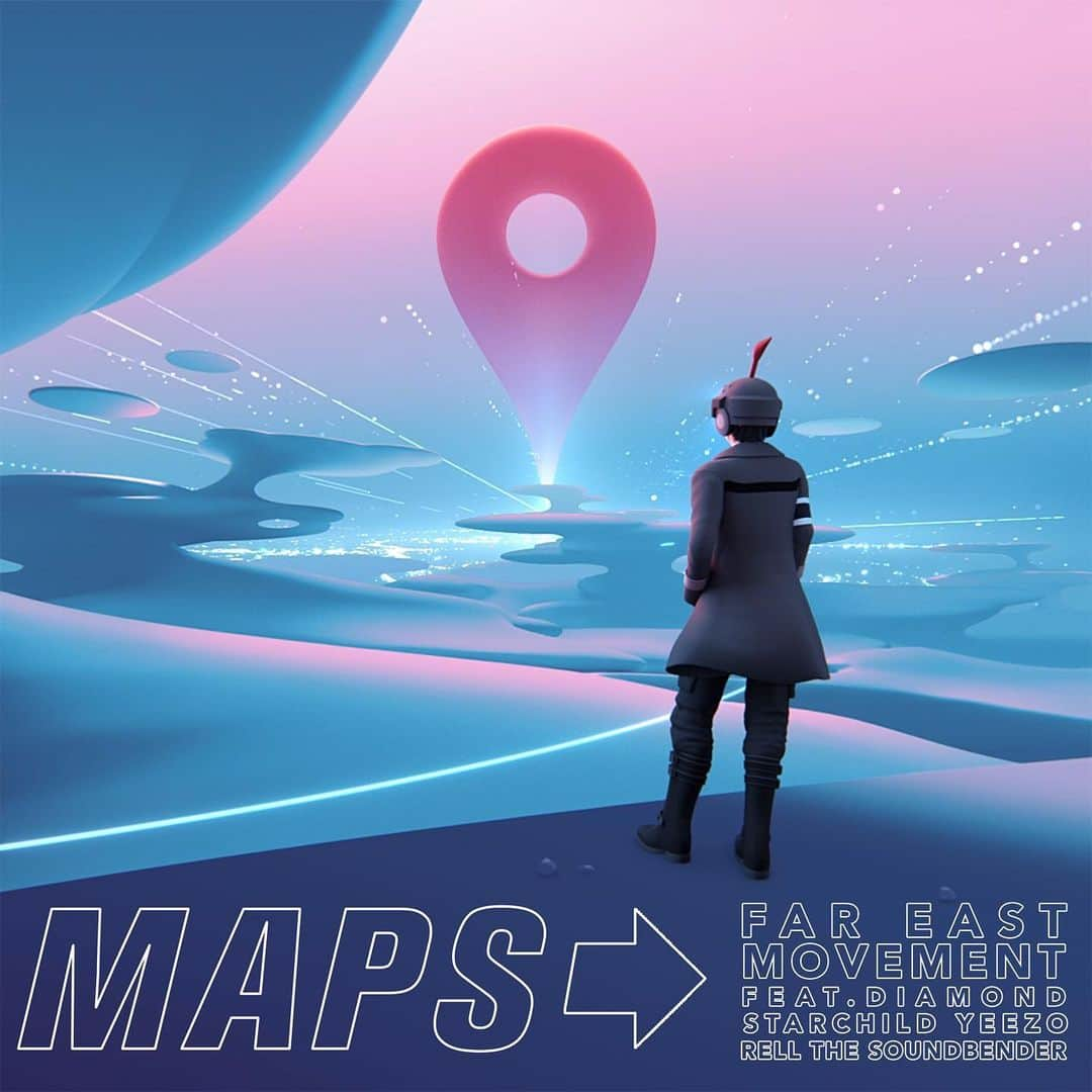 Far East Movementのインスタグラム：「our new song “Maps” is here 📍off our China project, and we are releasing an English ver and Chinese language ver (swipe to hear) for this song featuring @zhangbichen.official @starchildyeezo @rellthesb out now on Netease. Whether in Beijing or LA, home is wherever you want it to be, as long as you are with who you love the most you will always feel at home #MAPS 🌐 graphics designed by Giantstep , mixed by @bobhornmixing , out now on @transparentfeed」