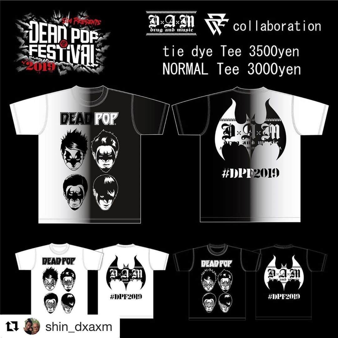 MAH さんのインスタグラム写真 - (MAH Instagram)「#Repost @shin_dxaxm with @get_repost ・・・ 【コラボTシャツ】 DEAD POP FESTiVAL2019 @deadpopfest_official  コラボデザイン解禁🔥 designed by @yznmnv  今年もご贔屓によろしくお願いします。 #dpf2019 #sim #silenceizmine  #drugandmusic #dxaxm  晴れますように🌞」6月18日 14時49分 - mahfromsim