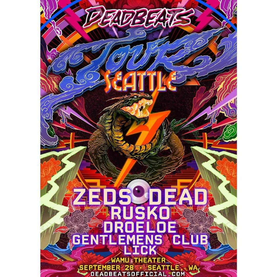 Zeds Deadさんのインスタグラム写真 - (Zeds DeadInstagram)「🐍🔥☠LINEUPS JUST ANNOUNCED FOR @deadbeats EUGENE, DALLAS, SEATTLE, & BOCA RATON! MORE ANNOUNCED SOON. TICKETS ON SALE THIS FRIDAY AT 10AM –  THE DEADBEATS EXPERIENCE IS COMING☠🔥 🐍」6月19日 2時04分 - zedsdead