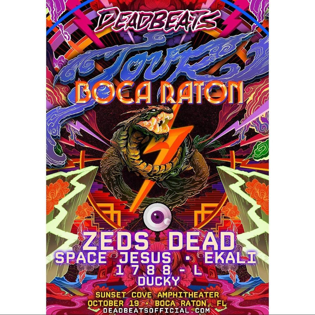 Zeds Deadさんのインスタグラム写真 - (Zeds DeadInstagram)「🐍🔥☠LINEUPS JUST ANNOUNCED FOR @deadbeats EUGENE, DALLAS, SEATTLE, & BOCA RATON! MORE ANNOUNCED SOON. TICKETS ON SALE THIS FRIDAY AT 10AM –  THE DEADBEATS EXPERIENCE IS COMING☠🔥 🐍」6月19日 2時04分 - zedsdead