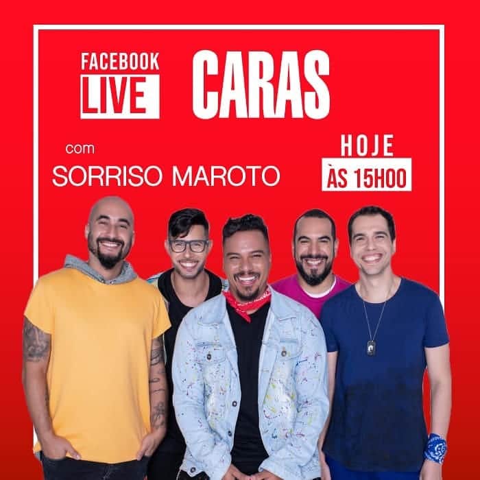 Sorriso Marotoのインスタグラム：「Já já tem LIVE no Facebook da @carasbrasil a partir das 15h! 😀 Vai ter bate papo e música! Geral ligado, hein! 😉」
