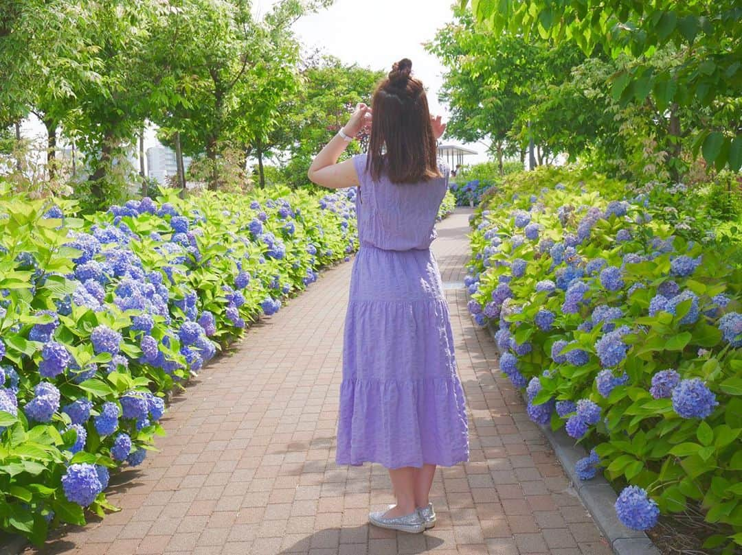 あやなんさんのインスタグラム写真 - (あやなんInstagram)「紫陽花に合わせたワンピース✼*✲*✻*」6月18日 18時00分 - ayachan_0619