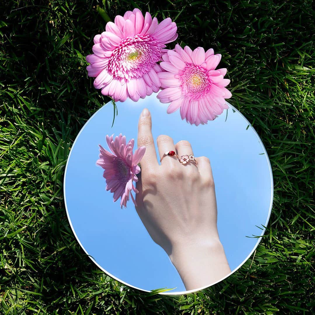 ドドさんのインスタグラム写真 - (ドドInstagram)「A mirage? No, just the sparkle of your new favorite DoDo rings. . . #dodojewels #dodocharm #cherryblossom #ladybug #ladyluck #naturecollection #ring #mirror」6月18日 19時57分 - dodojewels