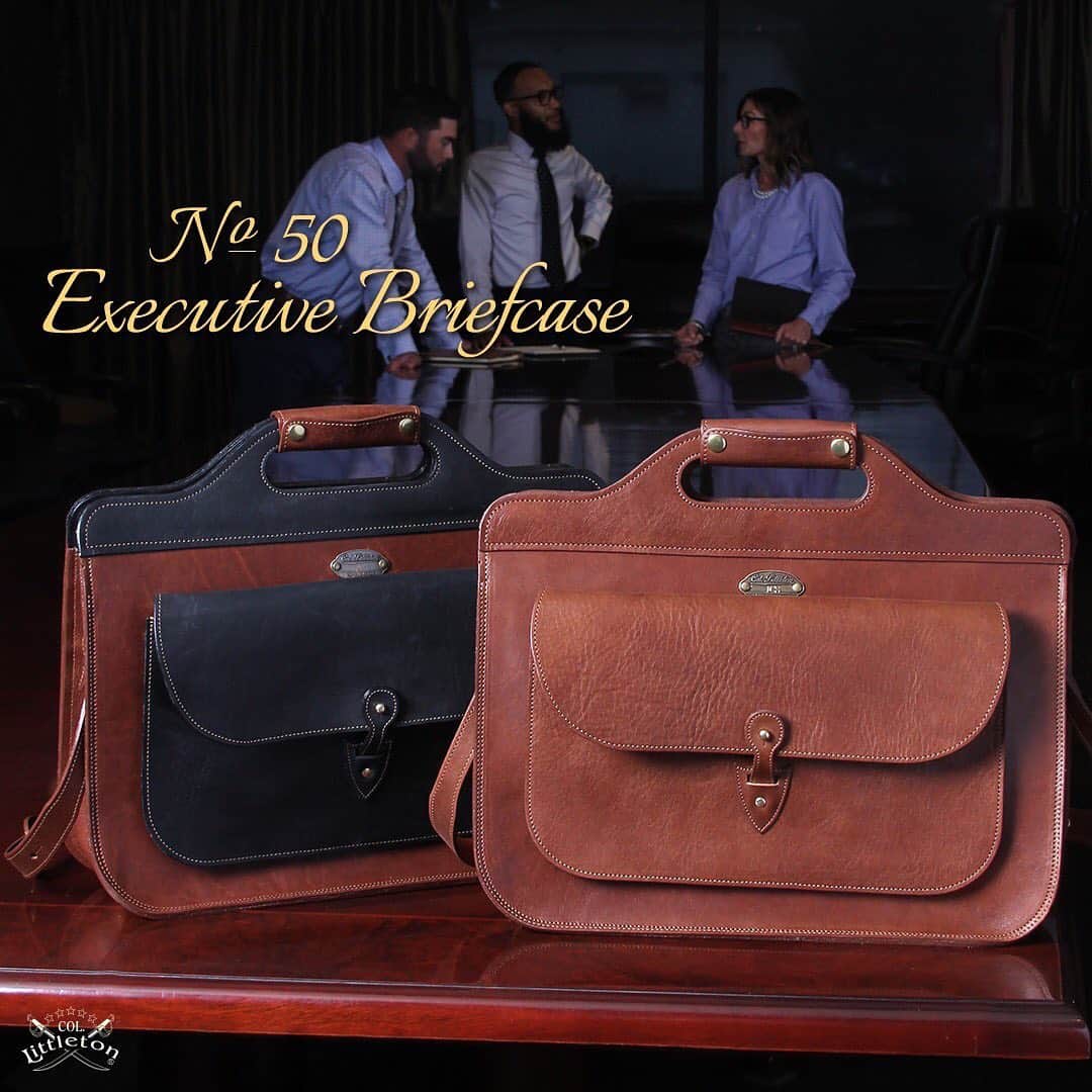 のインスタグラム：「Meet Colonel’s NEW Executive…the No. 50 Executive Laptop Briefcase!  Its streamlined look and versatility will make it a standout at the office or in your business travels. Stylish and roomy, it accommodates up to a 17” laptop with additional room for documents and essentials.  Shop Now link in bio.  #Executive #ExecutiveBriefcase #LeatherBriefcase #NewProduct #Leather #Leathergoods #Handmade #Handcrafted #MyColStyle #ColonelLittleton #Tennessee #MadeInUSA #madeinamerica #americanmade #instastyle #modernmenclassicstyle #mensstyle #menswear #laptopbag」