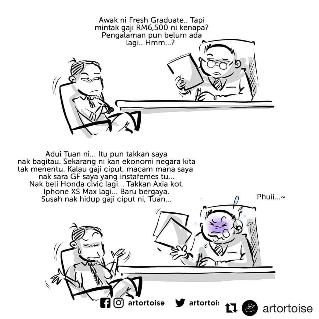 Koleksi Komik Malaysiaさんのインスタグラム写真 - (Koleksi Komik MalaysiaInstagram)「#Repost @artortoise with @get_repost ・・・ Bermulanya era pekerjaan. Gulp!  #ArtortoiseMY #artworkByArtortoise #DigitalComicByArtortoise #digitalcomic #DigitalIllustrationByArtortoise #fresh #freshgraduate」6月19日 11時31分 - tokkmungg_exclusive