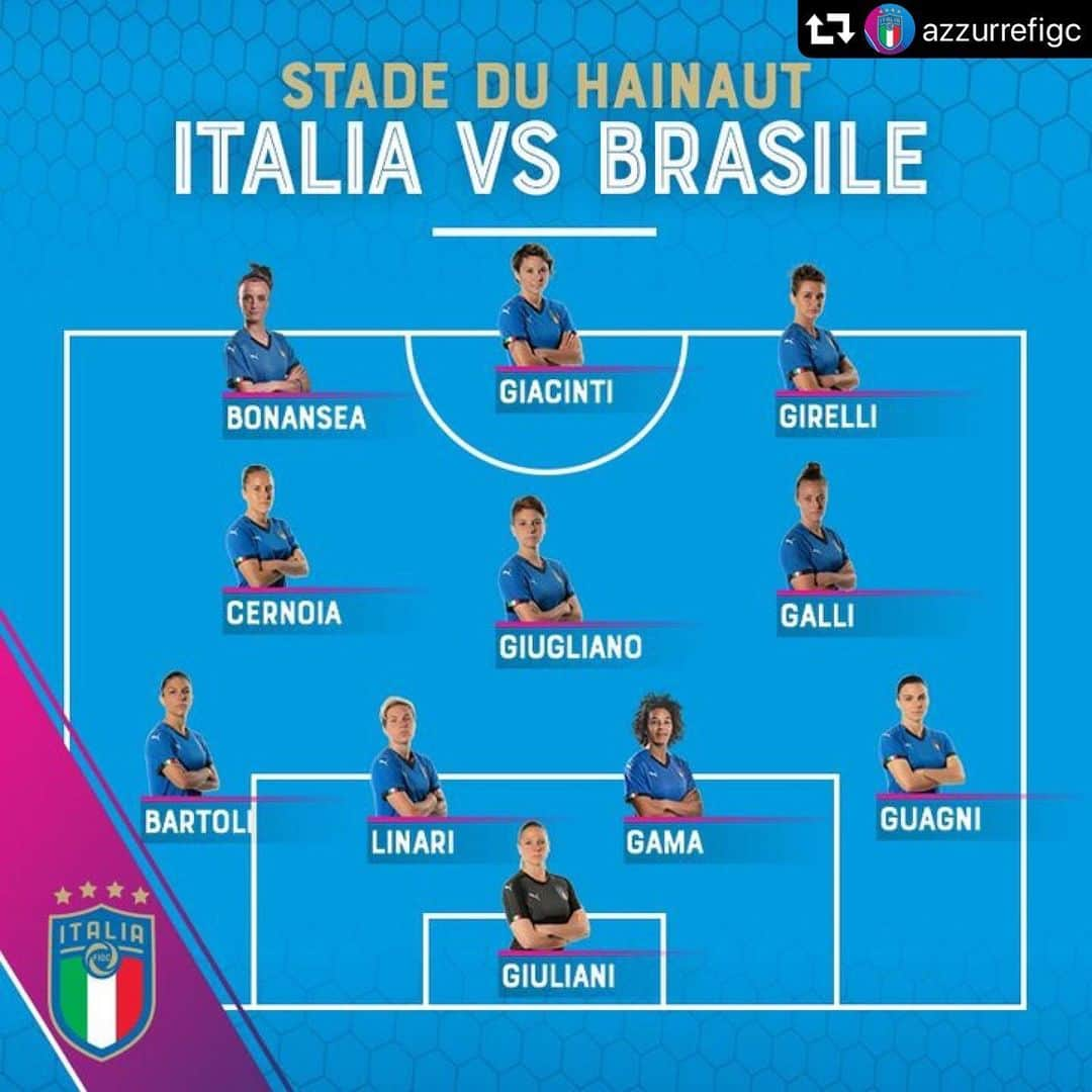 サッカーイタリア代表さんのインスタグラム写真 - (サッカーイタリア代表Instagram)「#repost @azzurrefigc ・・・ 🏟️ ⚽️ La formazione ufficiale delle #Azzurre 🇮🇹 🆚 #ITABRA 🇮🇹 🇧🇷 #RagazzeMondiali #FIFAWWC #DareToShine #ItaliaBrasile」6月19日 3時03分 - azzurri