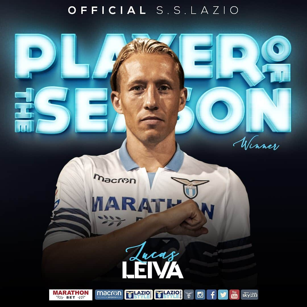 SSラツィオさんのインスタグラム写真 - (SSラツィオInstagram)「#SSLazio 2017/18 Player of the Season 🏆  #SSLazio 2018 Player of the Year 🏆  #SSLazio 2018/19 Player of the Season 🏆  Congrats, @leivalucas 👏」6月19日 4時30分 - official_sslazio